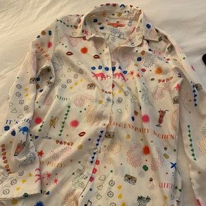 VILAGALLO GABY FIESTA PRINT SHIRT - WHITE